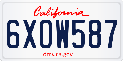 CA license plate 6XOW587