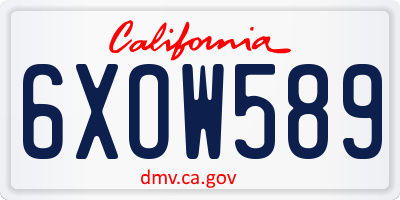 CA license plate 6XOW589