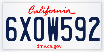 CA license plate 6XOW592