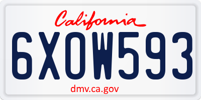 CA license plate 6XOW593