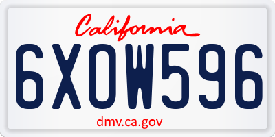 CA license plate 6XOW596