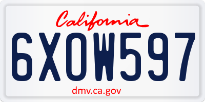 CA license plate 6XOW597