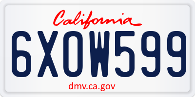 CA license plate 6XOW599