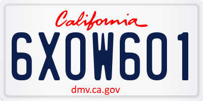 CA license plate 6XOW601
