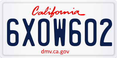 CA license plate 6XOW602