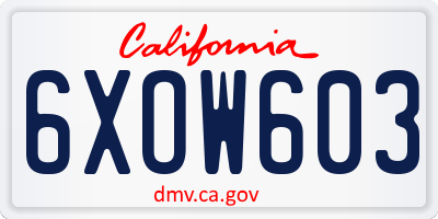 CA license plate 6XOW603