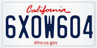 CA license plate 6XOW604