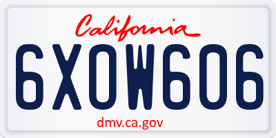 CA license plate 6XOW606