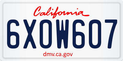 CA license plate 6XOW607