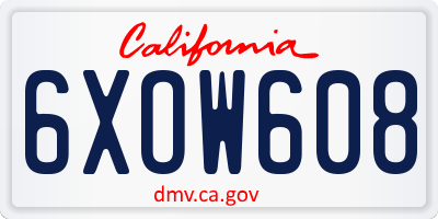 CA license plate 6XOW608