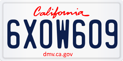 CA license plate 6XOW609