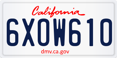 CA license plate 6XOW610