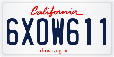 CA license plate 6XOW611