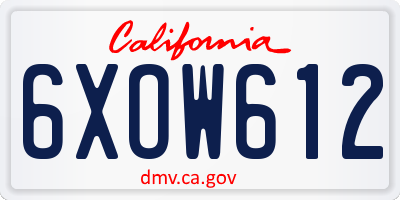 CA license plate 6XOW612