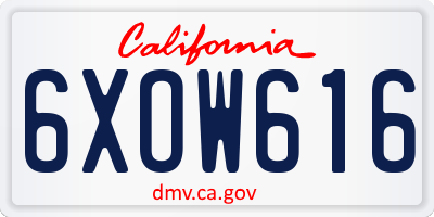 CA license plate 6XOW616