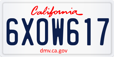 CA license plate 6XOW617