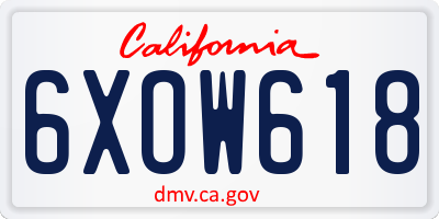 CA license plate 6XOW618