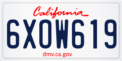 CA license plate 6XOW619