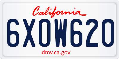 CA license plate 6XOW620
