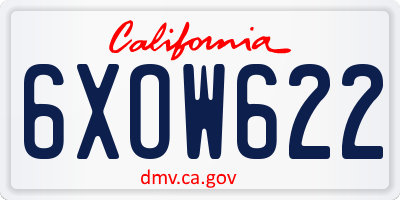 CA license plate 6XOW622