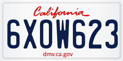 CA license plate 6XOW623