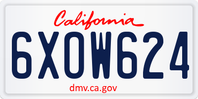 CA license plate 6XOW624