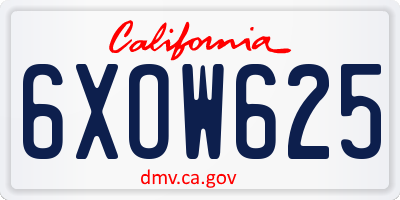CA license plate 6XOW625