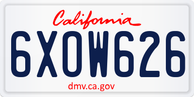 CA license plate 6XOW626