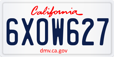 CA license plate 6XOW627