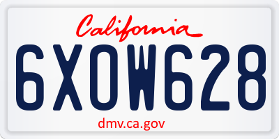 CA license plate 6XOW628