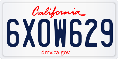 CA license plate 6XOW629