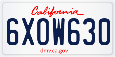 CA license plate 6XOW630