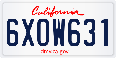 CA license plate 6XOW631