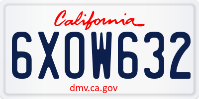CA license plate 6XOW632