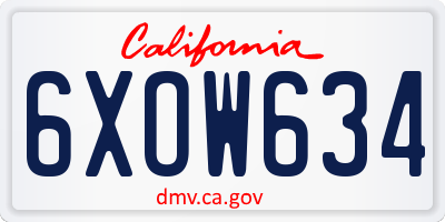 CA license plate 6XOW634