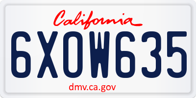 CA license plate 6XOW635