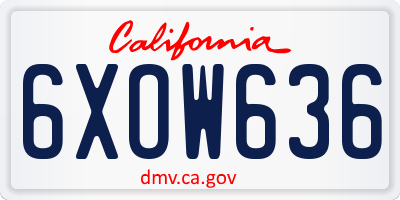 CA license plate 6XOW636