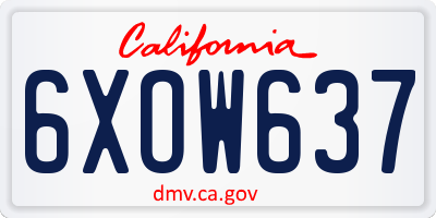 CA license plate 6XOW637