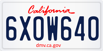 CA license plate 6XOW640
