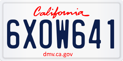 CA license plate 6XOW641