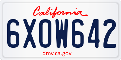 CA license plate 6XOW642