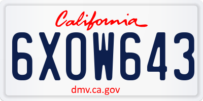 CA license plate 6XOW643