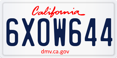 CA license plate 6XOW644