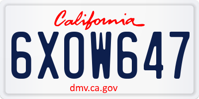 CA license plate 6XOW647