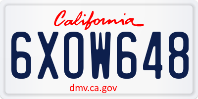 CA license plate 6XOW648