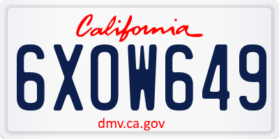 CA license plate 6XOW649