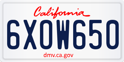 CA license plate 6XOW650