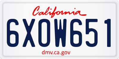 CA license plate 6XOW651