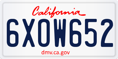 CA license plate 6XOW652