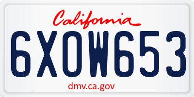 CA license plate 6XOW653